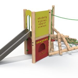 Isolated image of a wooden climbing frame by Everyday Play, showcasing school playground equipment available for installation