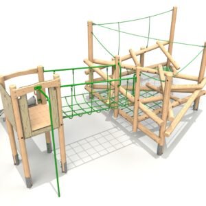 Isolated image of a wooden climbing frame by Everyday Play, showcasing school playground equipment available for installation