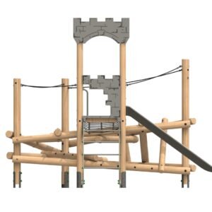Isolated image of a wooden climbing frame by Everyday Play, showcasing school playground equipment available for installation